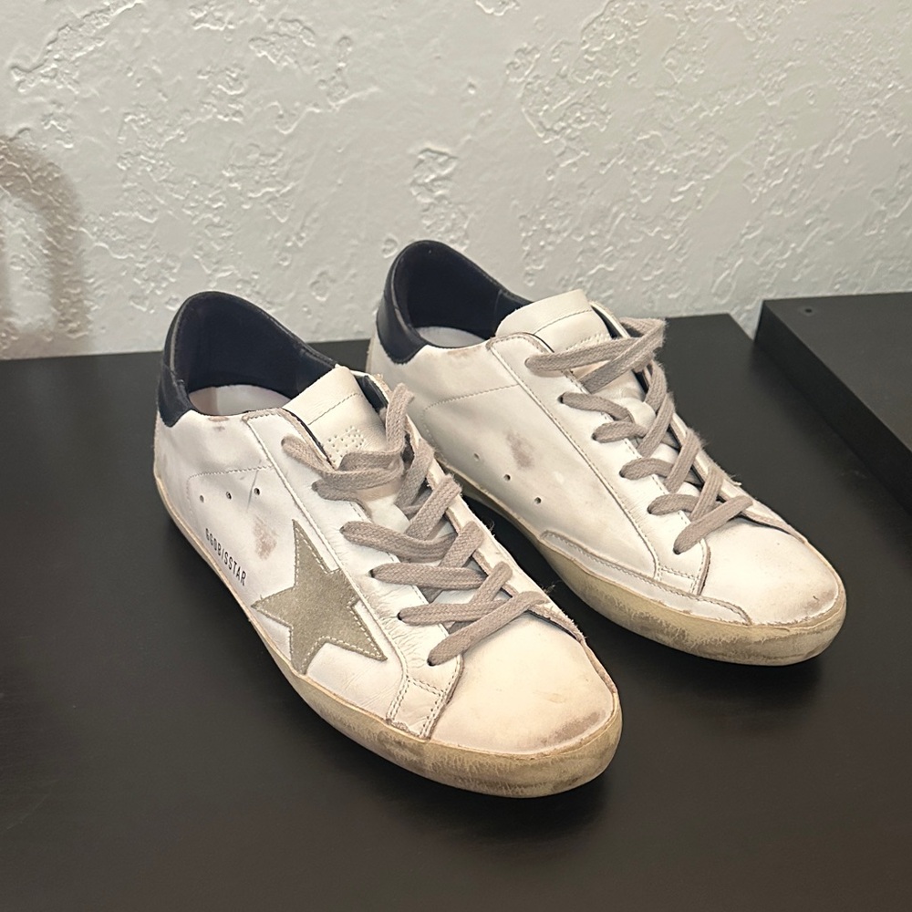 Women’s Super-Star with suede star and blue heel tab